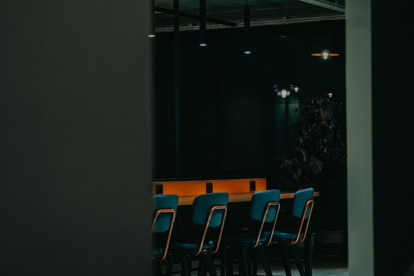 An empty restaurant dining room after service, where review responses actually get written